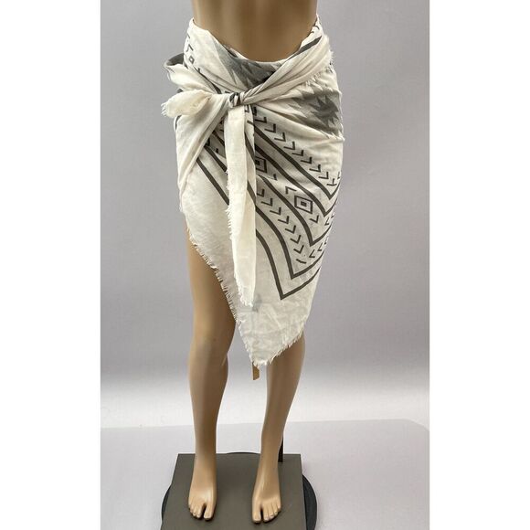 Wrap Skirt Sarong One Size Natural Beige Mini Swim Cover Up Tie Waist Boho - Picture 1 of 9